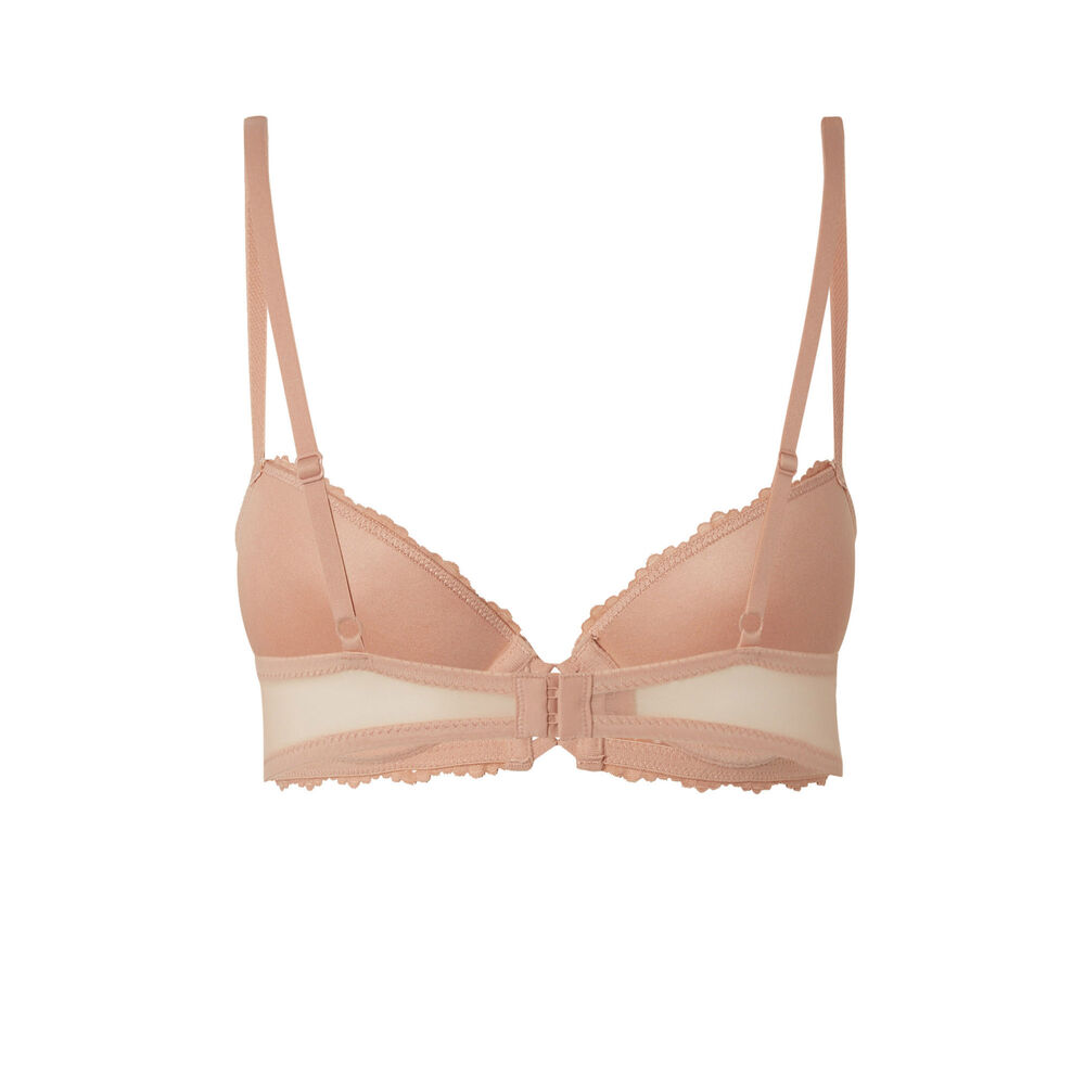 Sujetador push-up de encaje con flores - beige nude beige.