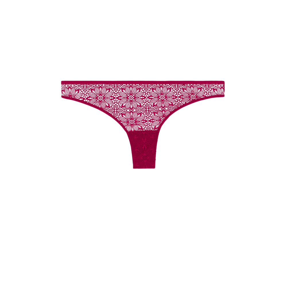 Braguita brasileña de encaje con cintas - rojo rojo.