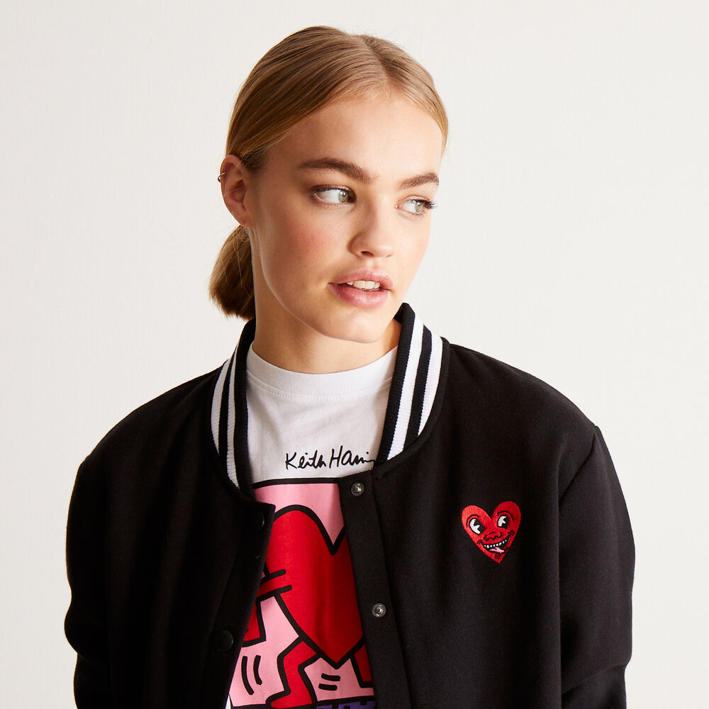 Top con estampado de corazones keith haring - negro negro.