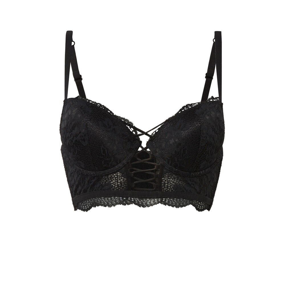 Sujetador corpiño push-up con escote entrelazado - negro negro.