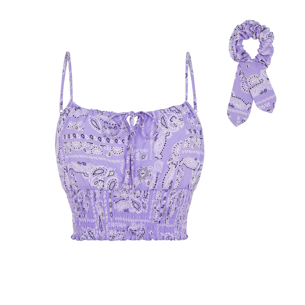Top + goma del pelo con estampado de bandana - morado morado.