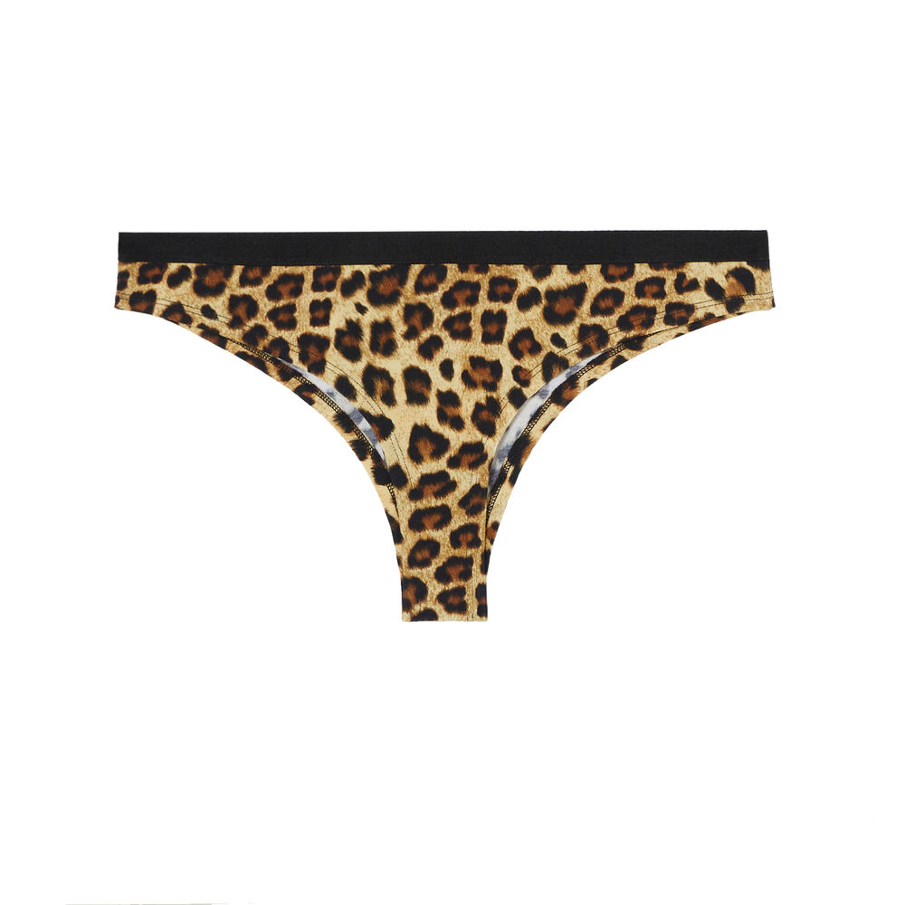 Braguita brasileña con estampado de leopardo - negra negro.