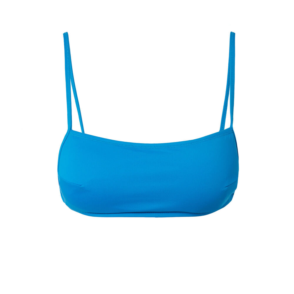 Parte de arriba de bikini sujetador lisa - azul azul.