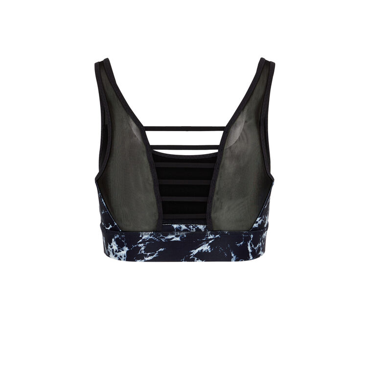 Sujetador deportivo con estampado de mármol supermarbliz negro.