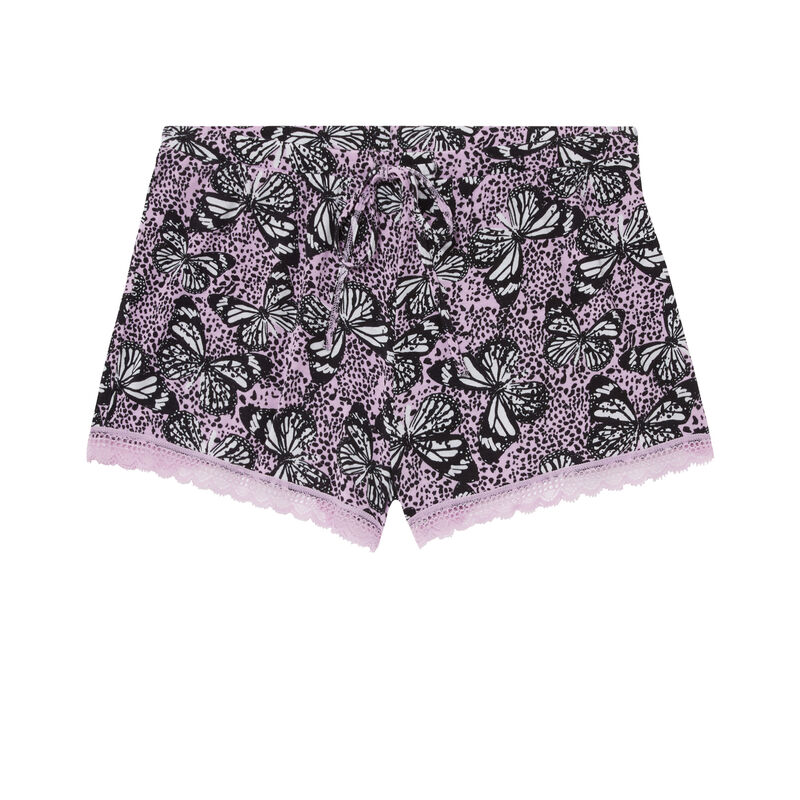 Pantalón corto con estampado - morado Pantalón corto con estampado - morado;