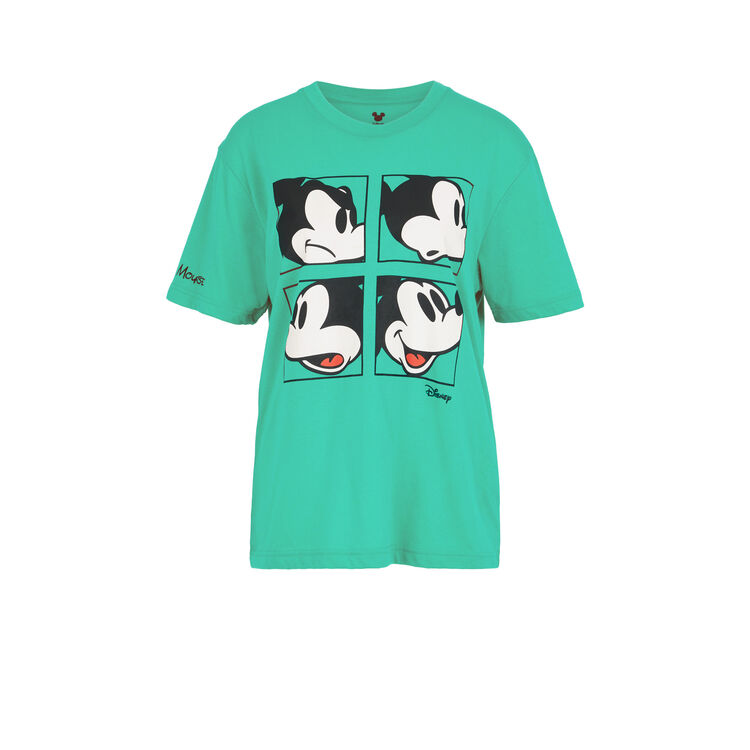 Top de manga corta con estampado mickey grumpymickiz verde esmeralda.