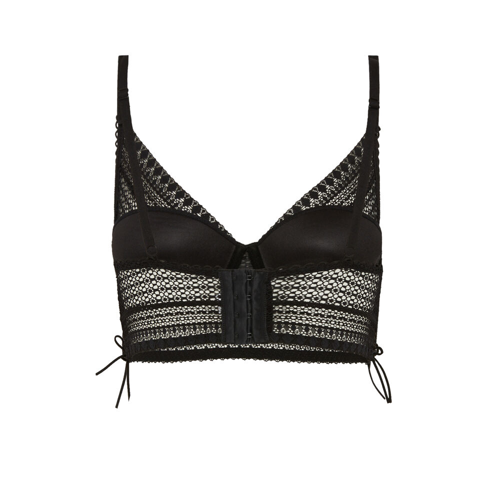 Sujetador push-up corpiño de encaje y detalles de corsé - negro negro.