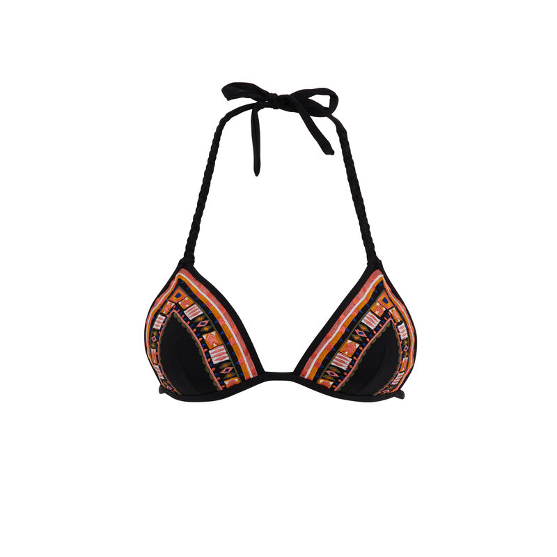 Parte de arriba de bikini triangular negro brotressiz Parte de arriba de bikini triangular negro brotressiz;