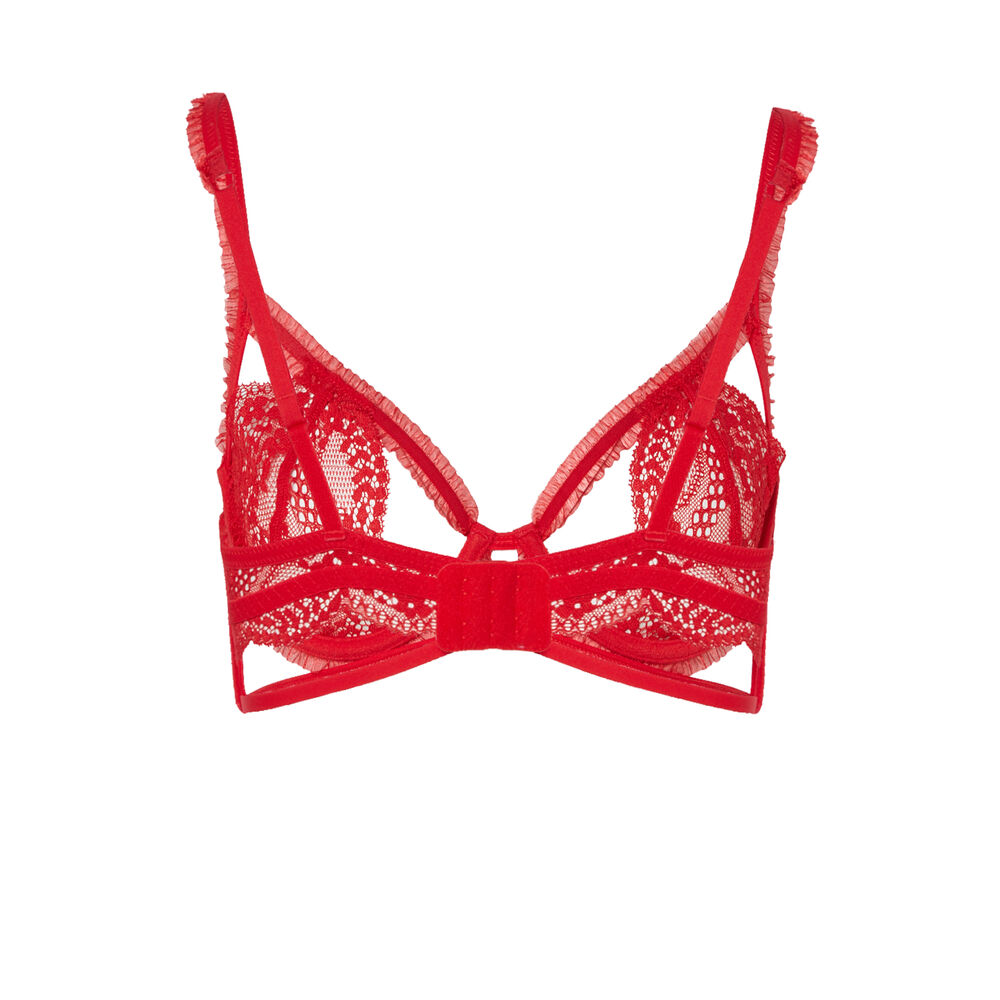 Sujetador corbeille con pliegues y encaje - rojo rojo.