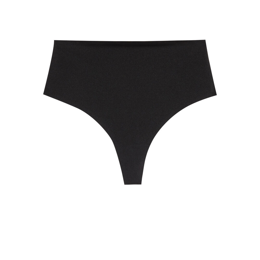 Tanga de micro talle alto - negro negro.