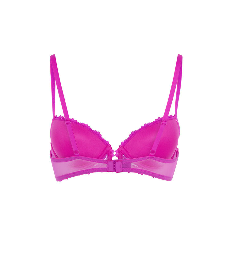 Sujetador push-up de encaje con flores - rosa rosa.