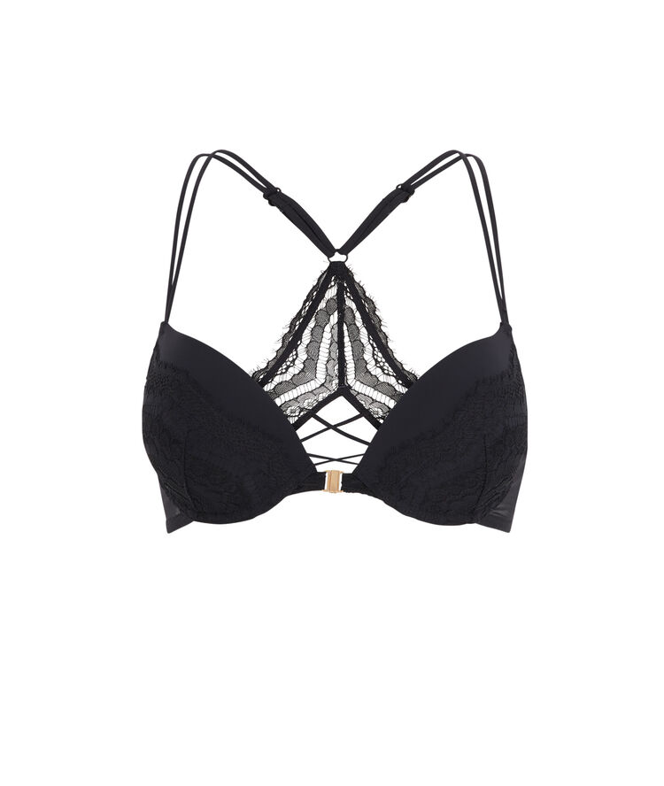 Sujetador push-up micro/encaje en la espalda pushwaviz negro.