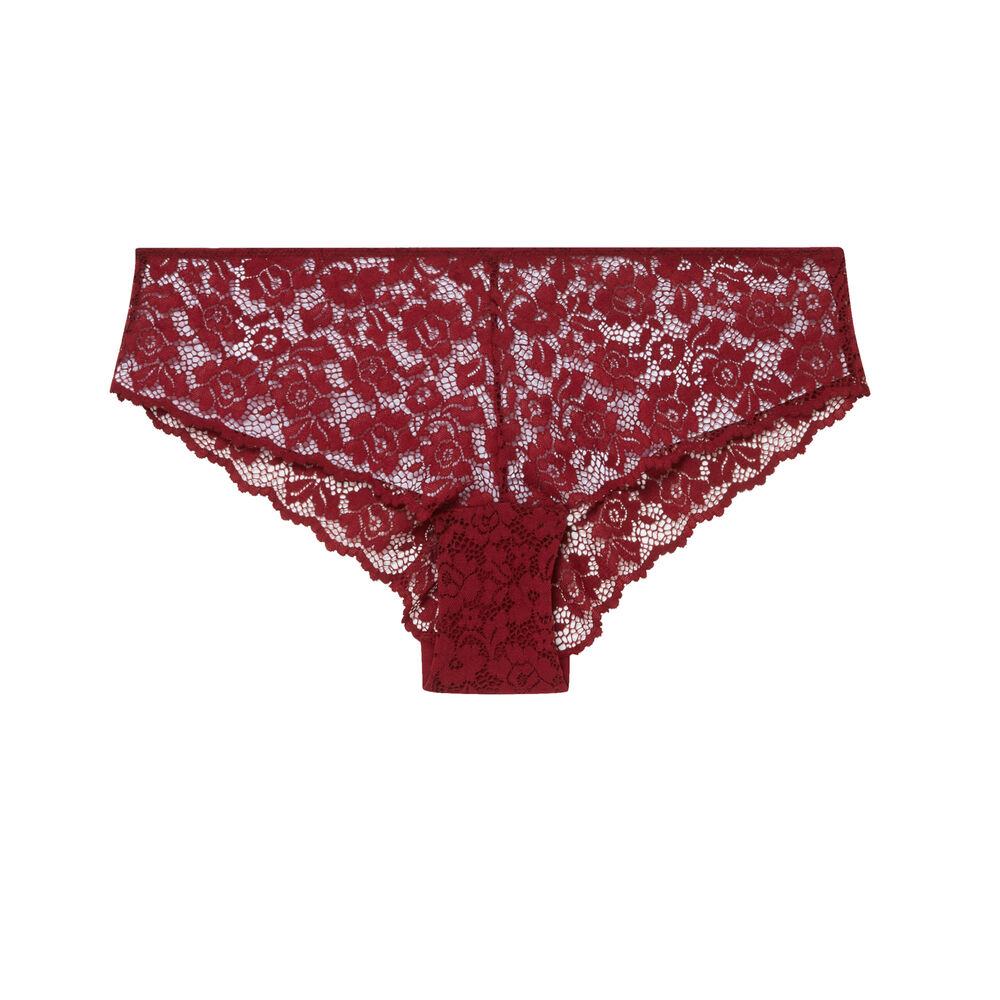 Braguita culotte de encaje de flores - burdeos rojo.