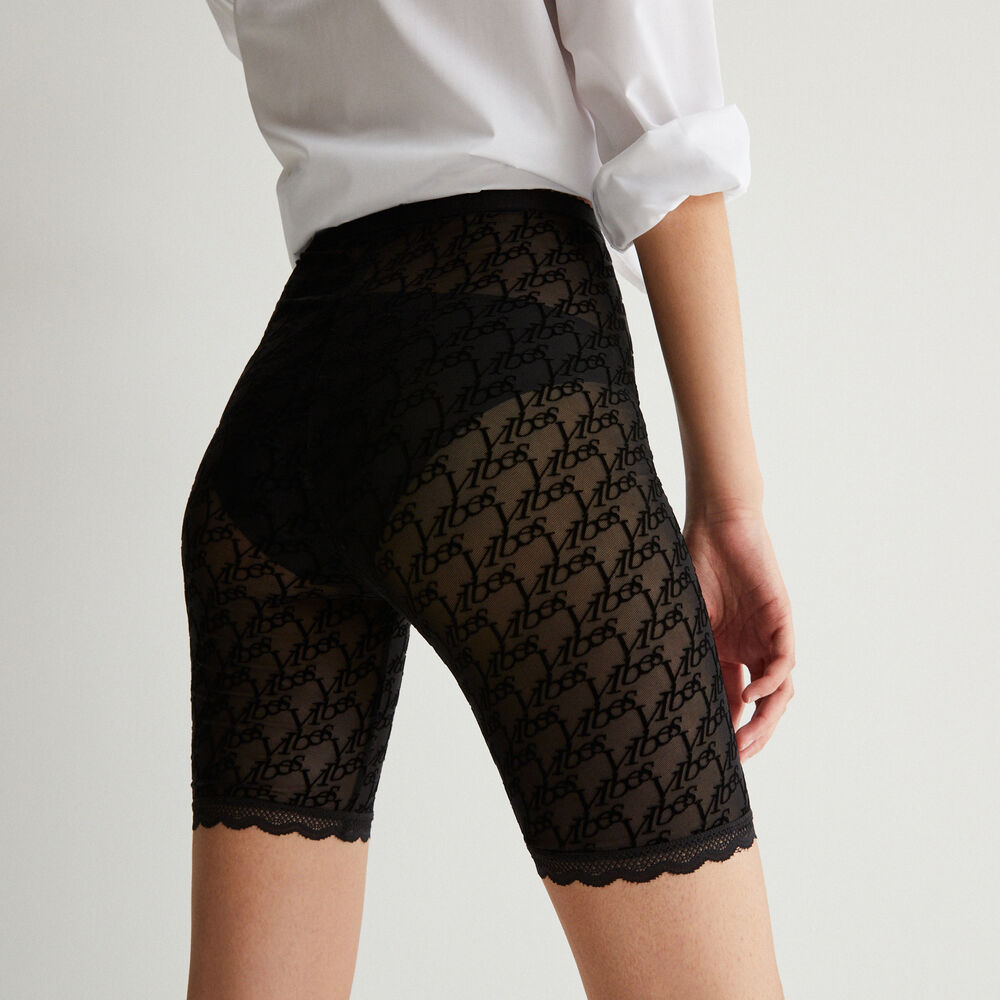 Pantalón ciclista con monograma de rejilla - negro negro.