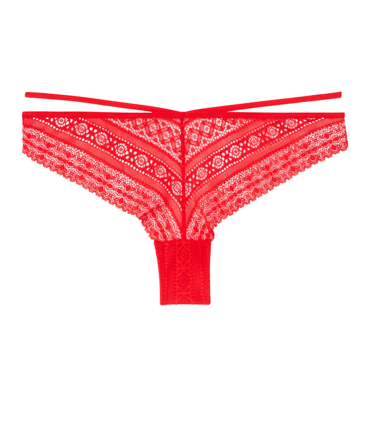 Braguita brasileña de encaje con detalle de cintas - rojo rojo.