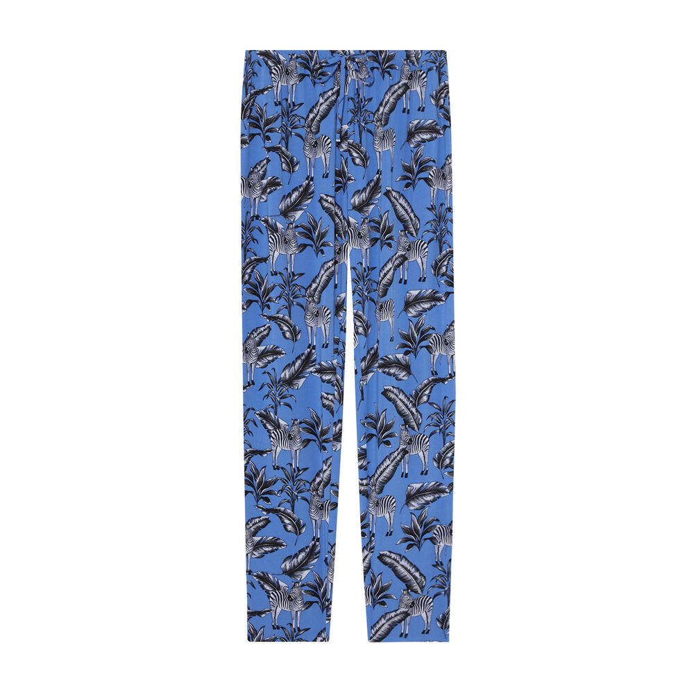 Pantalón fluido con motivos de plumas y cebras - morado morado.