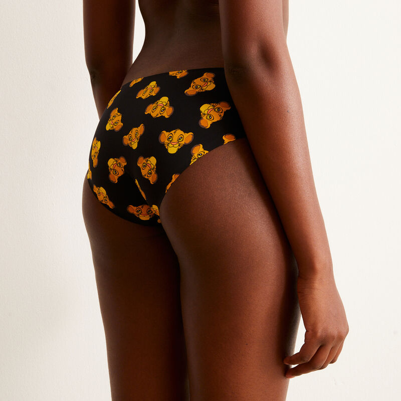 Braguita culotte con motivos de Simba - negra Braguita culotte con motivos de Simba - negra;
