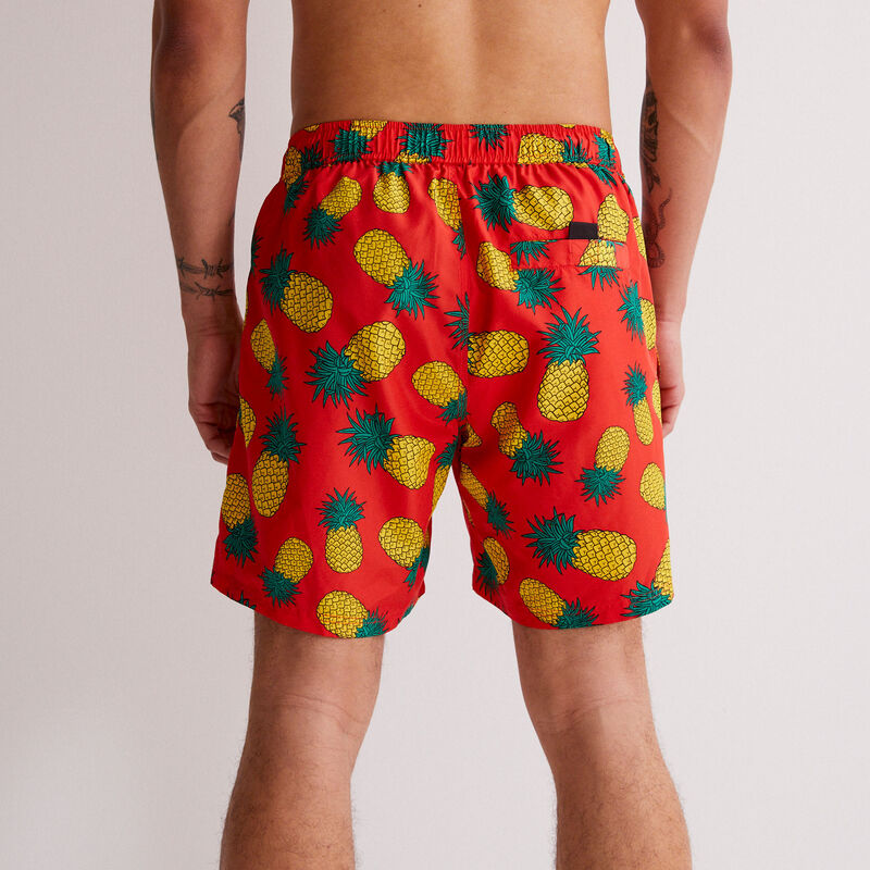 shorts de baño con estampado de piñas - rojo shorts de baño con estampado de piñas - rojo;