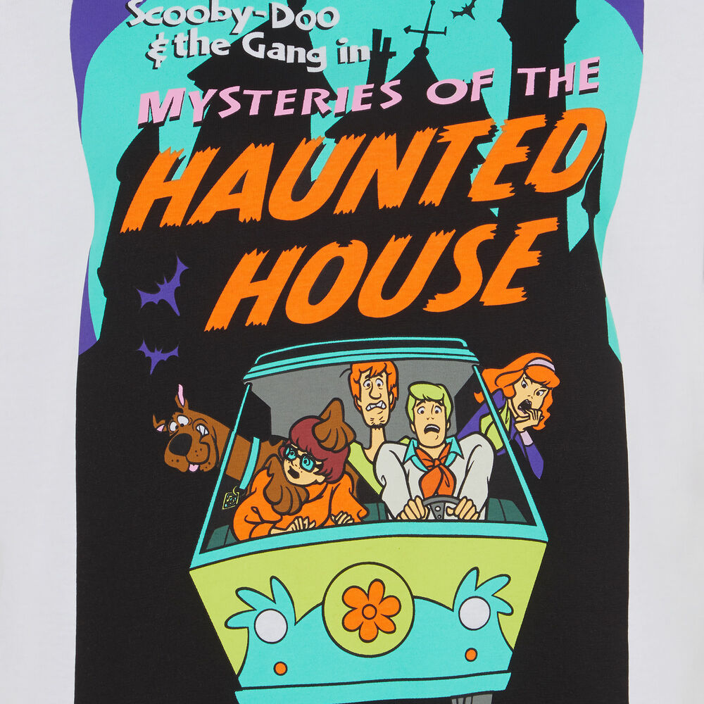 Camiseta larga con estampado de scooby-doo blanco.