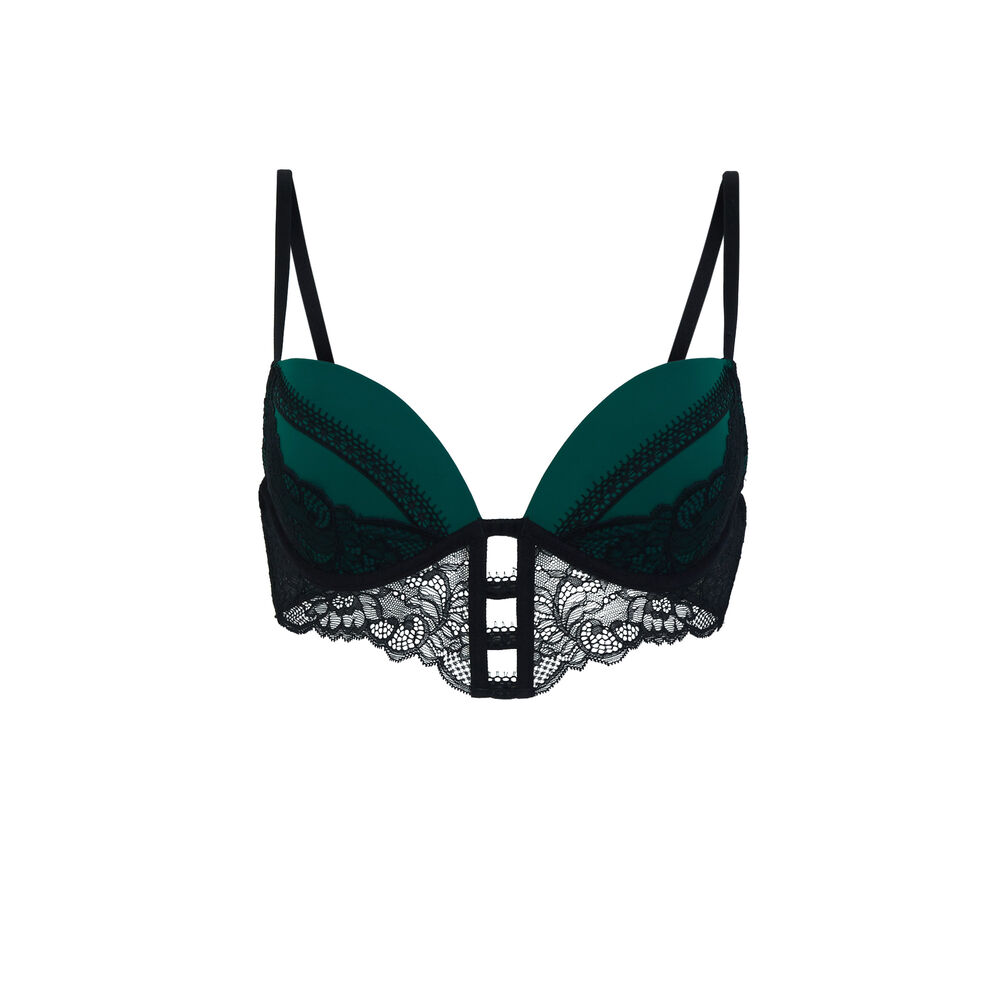 Sujetador push-up de dos materiales - verde verde.