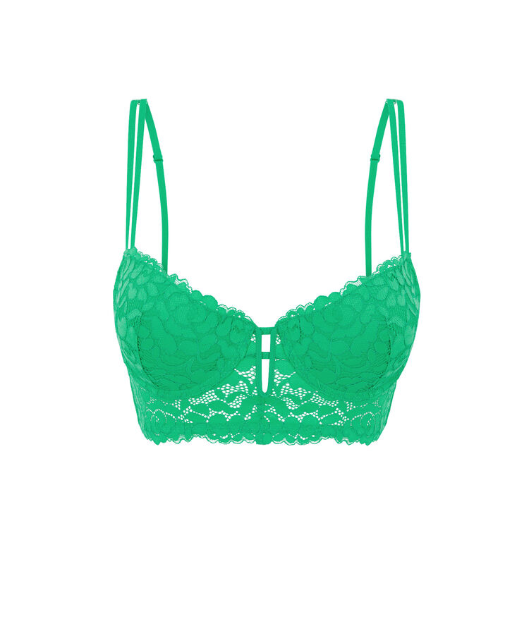Sujetador bustier con copa preformada en verde luluiz verde.