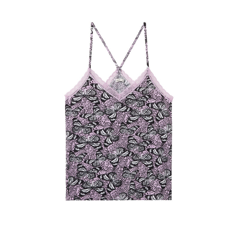 Top de tirantes finos estampado - morado Top de tirantes finos estampado - morado;
