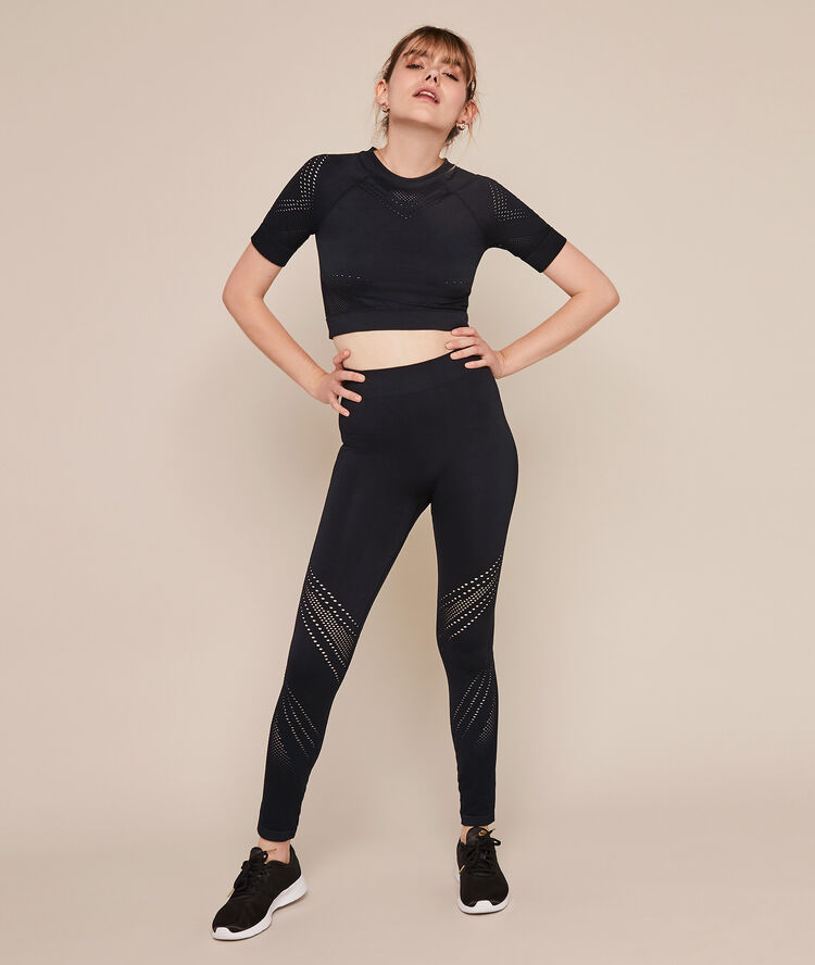 Leggings deportivos sin costuras lisas herosportiz negro.