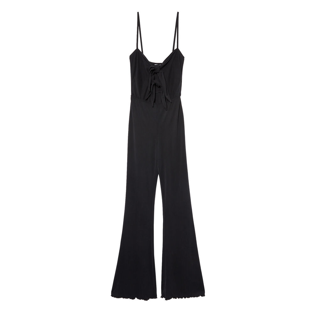 Mono pantalón con detalles de lazos - negro negro.