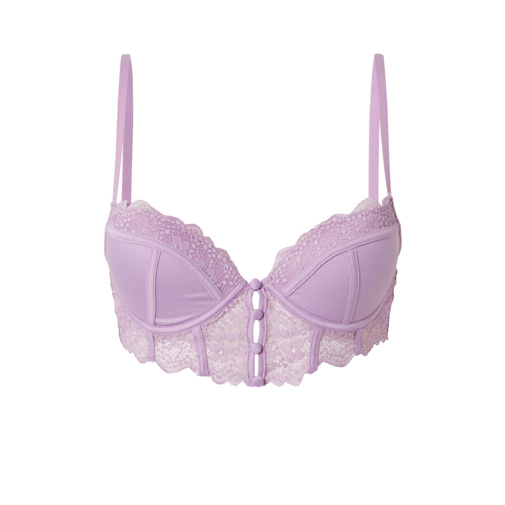 Sujetador push up texturizado con detalle de botones - lilas morado.