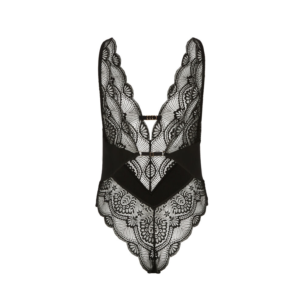 Body de encaje con escote pronunciado - negro negro.