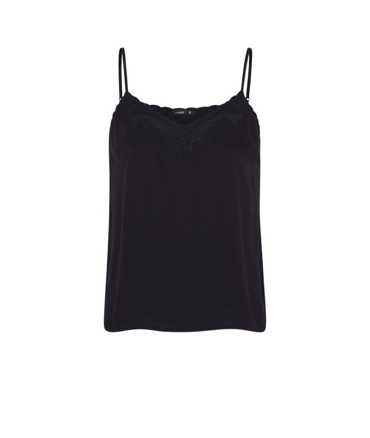 Top satinado con tirantes finos doguipiz noir.
