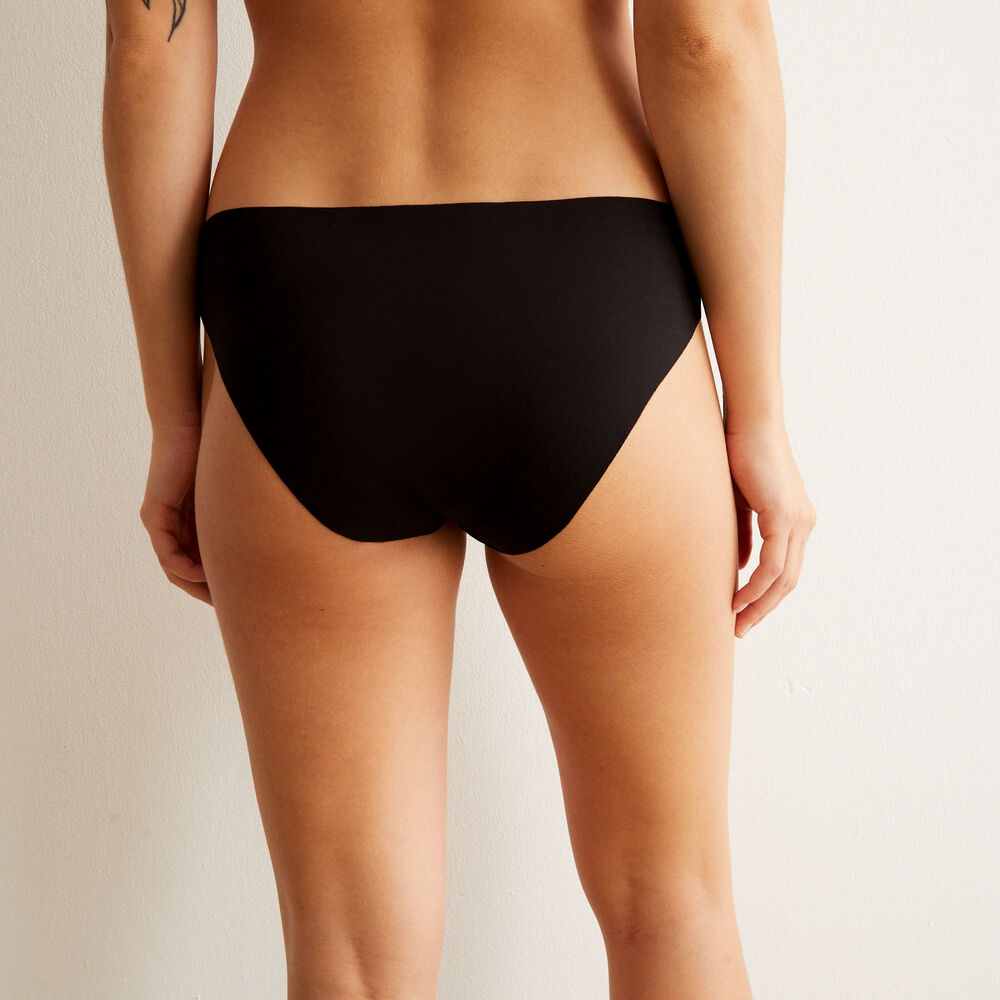 Braguita culotte de algod&oacute;n lisa - negra negro.