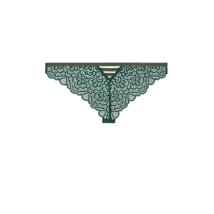 Tanga en dentelle détail bande lurexbandiz vert.