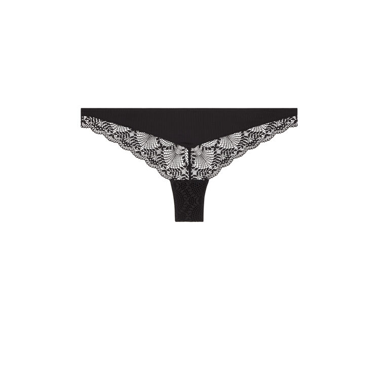 Tanga de micro/encaje microribiz negro.
