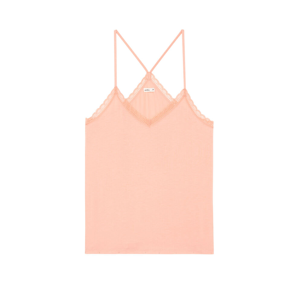 Top de punto con tirantes finos - rosa rosa.