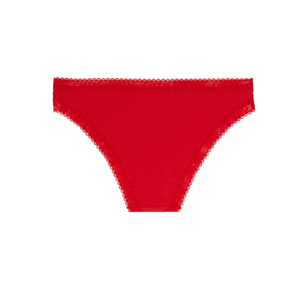 Braguita lisa de microfibra con detalle de encaje - roja rojo.