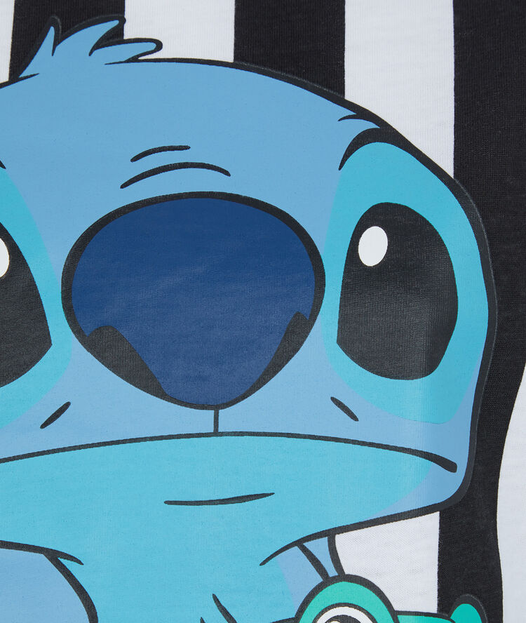 Camiseta larga de manga corta stitch - blanca blanco.