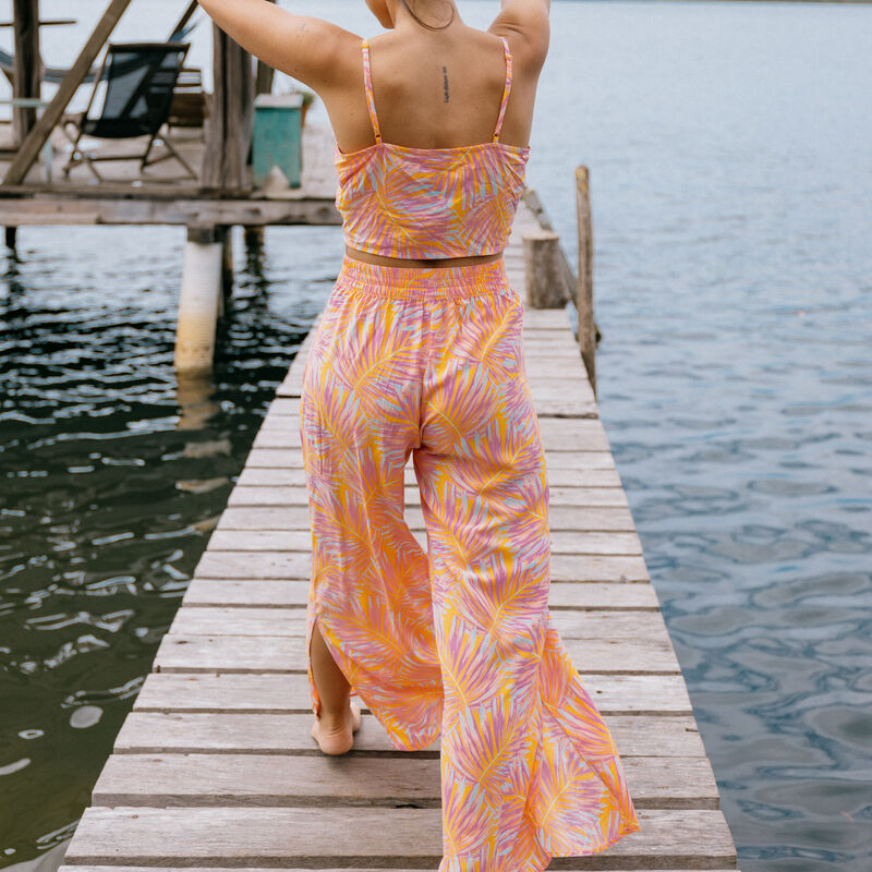 Crop top que se anuda con motivos de palmera - naranja Crop top que se anuda con motivos de palmera - naranja;