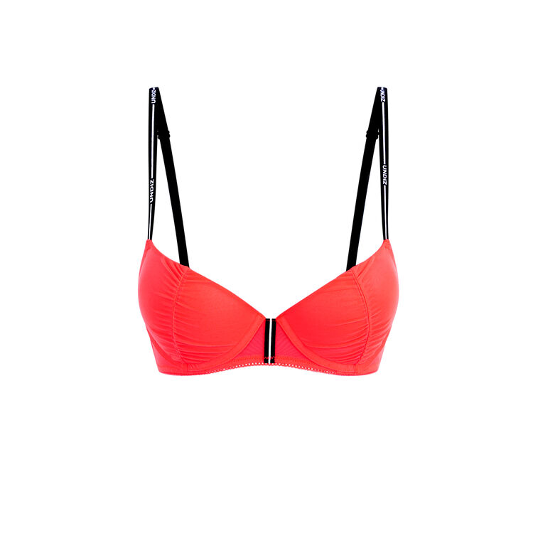 Sujetador push-up de tul liso truegirliz coral fluorescente.