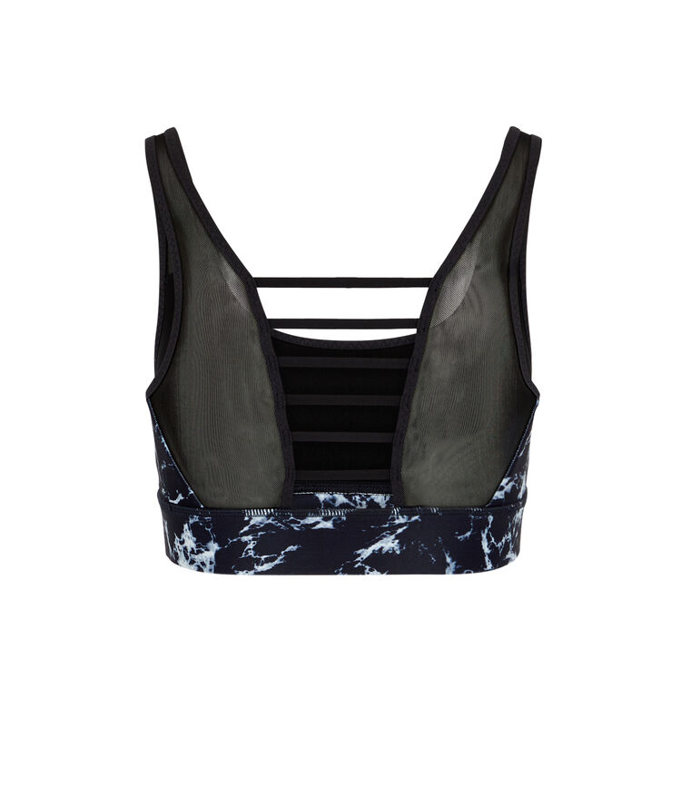 Sujetador deportivo con estampado de mármol supermarbliz negro.