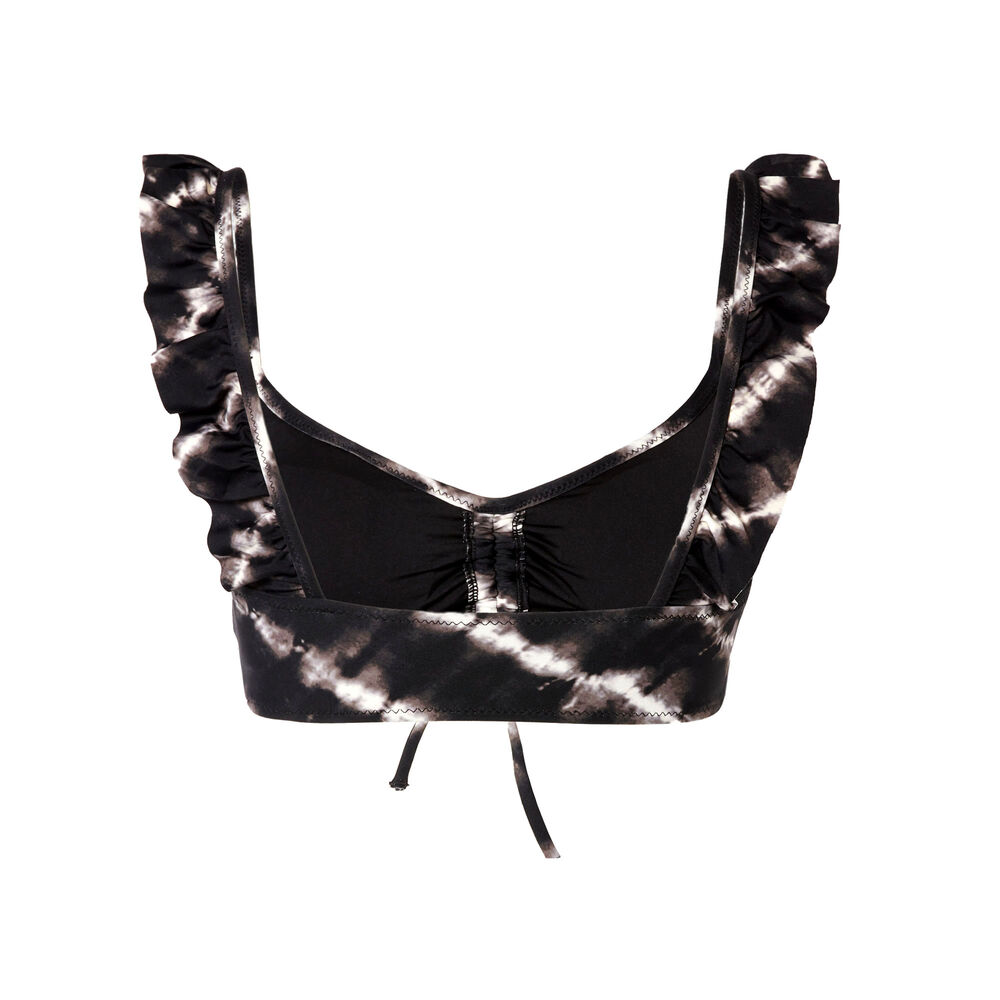 Parte de arriba de bikini con tirantes y volante - negro negro.