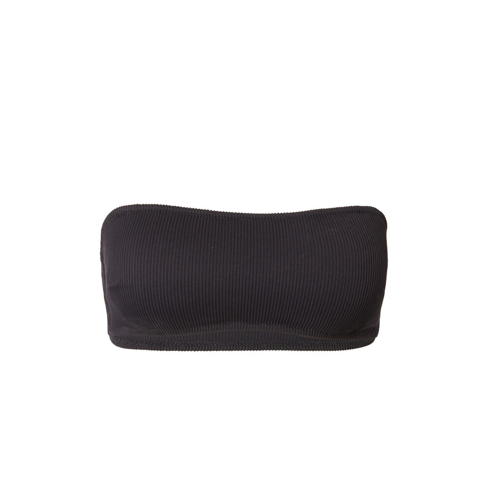 Parte de arriba de bikini bandeau gofrada - negra negro.