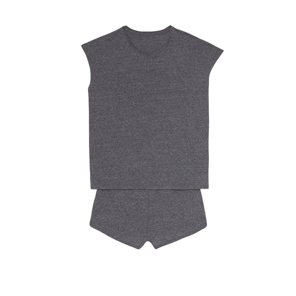 Juego de pijama liso - gris gris.