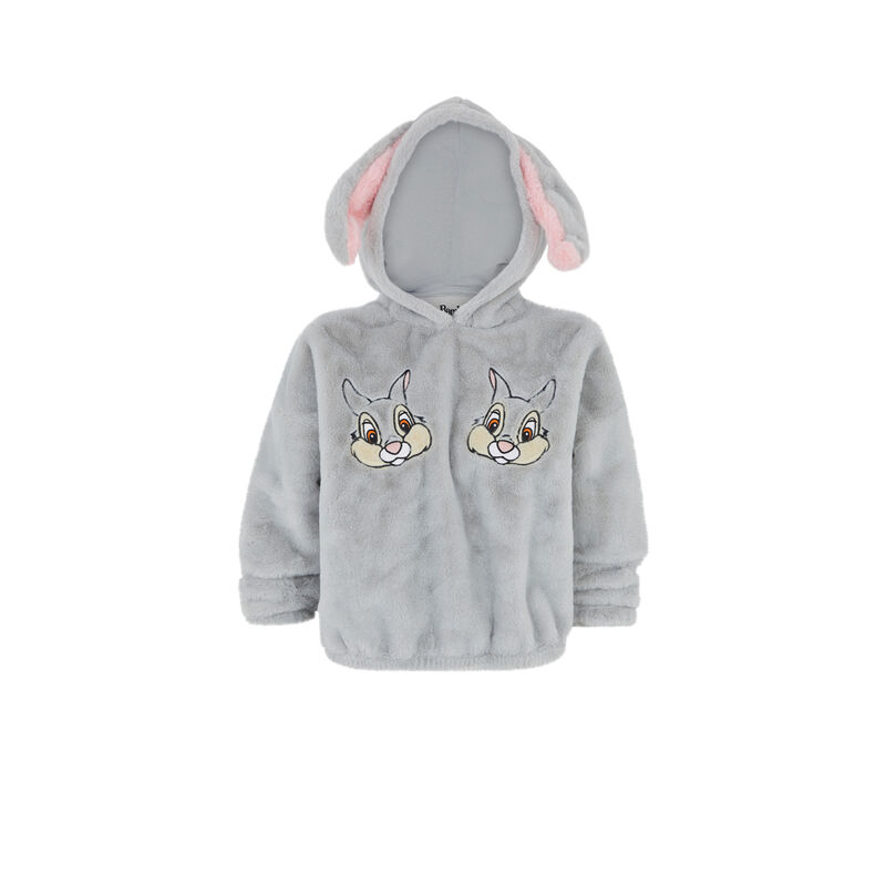 Sudadera polar con capucha y bordado de tambor panpaniz gris.