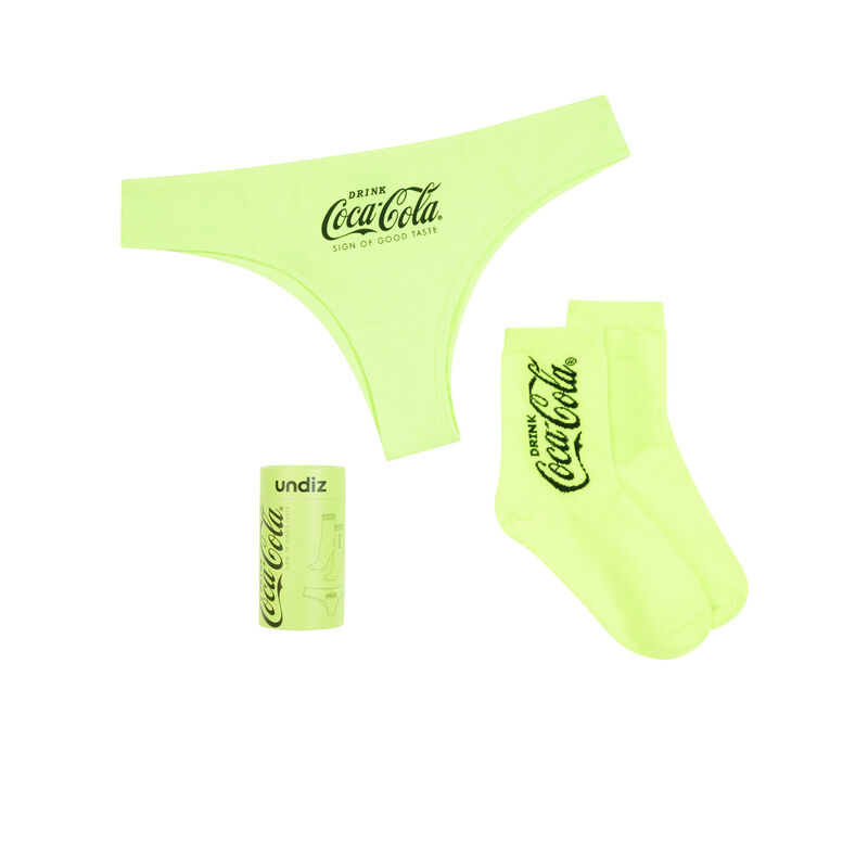 Juego de braguita + calcetines de coca-cola amarillo fluorescente Juego de braguita + calcetines de coca-cola amarillo fluorescente;