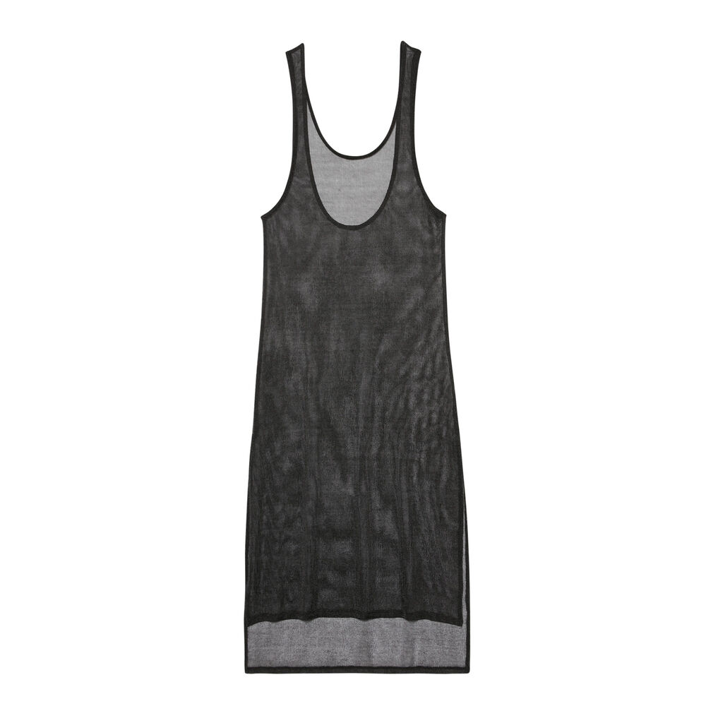 Vestido semilargo transparente - negro negro.