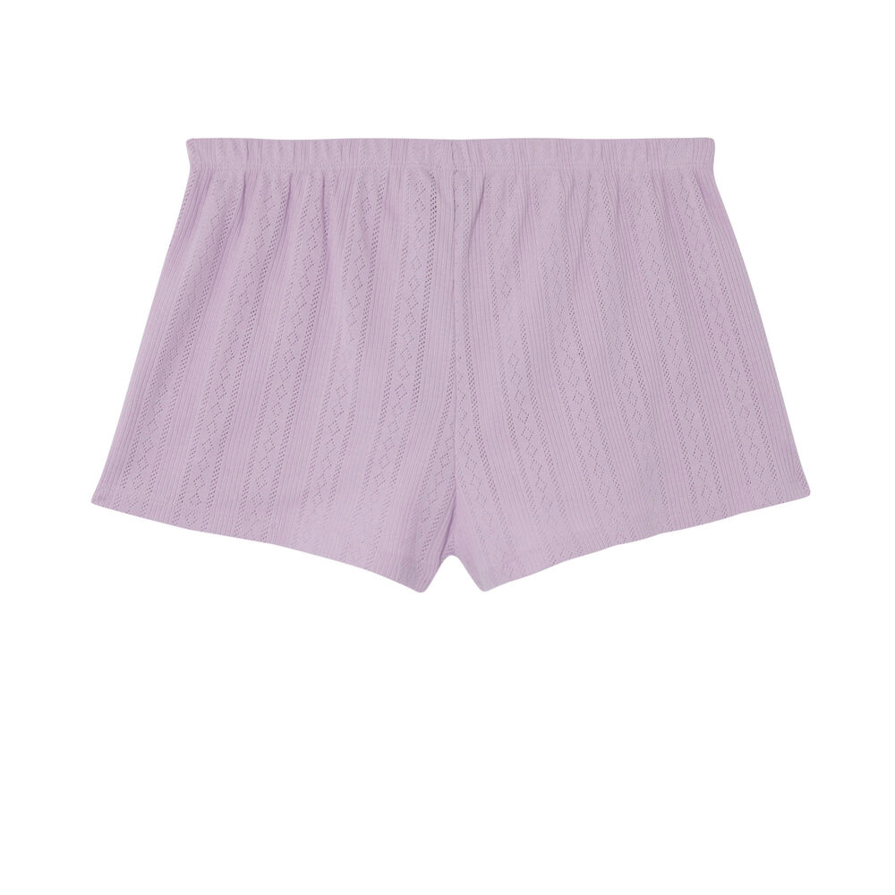 Shorts lisos de punto con puntitos - lila morado.