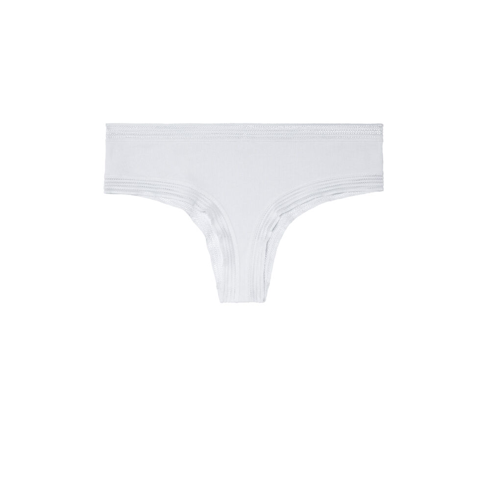 Shorty à détails dentelle - blanc blanc.