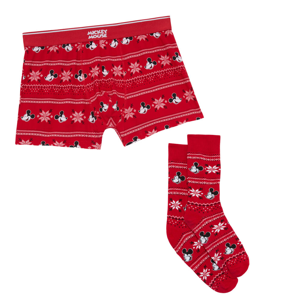 Dúo de bóxer y calcetines con estampado jacquard - rojo rojo.