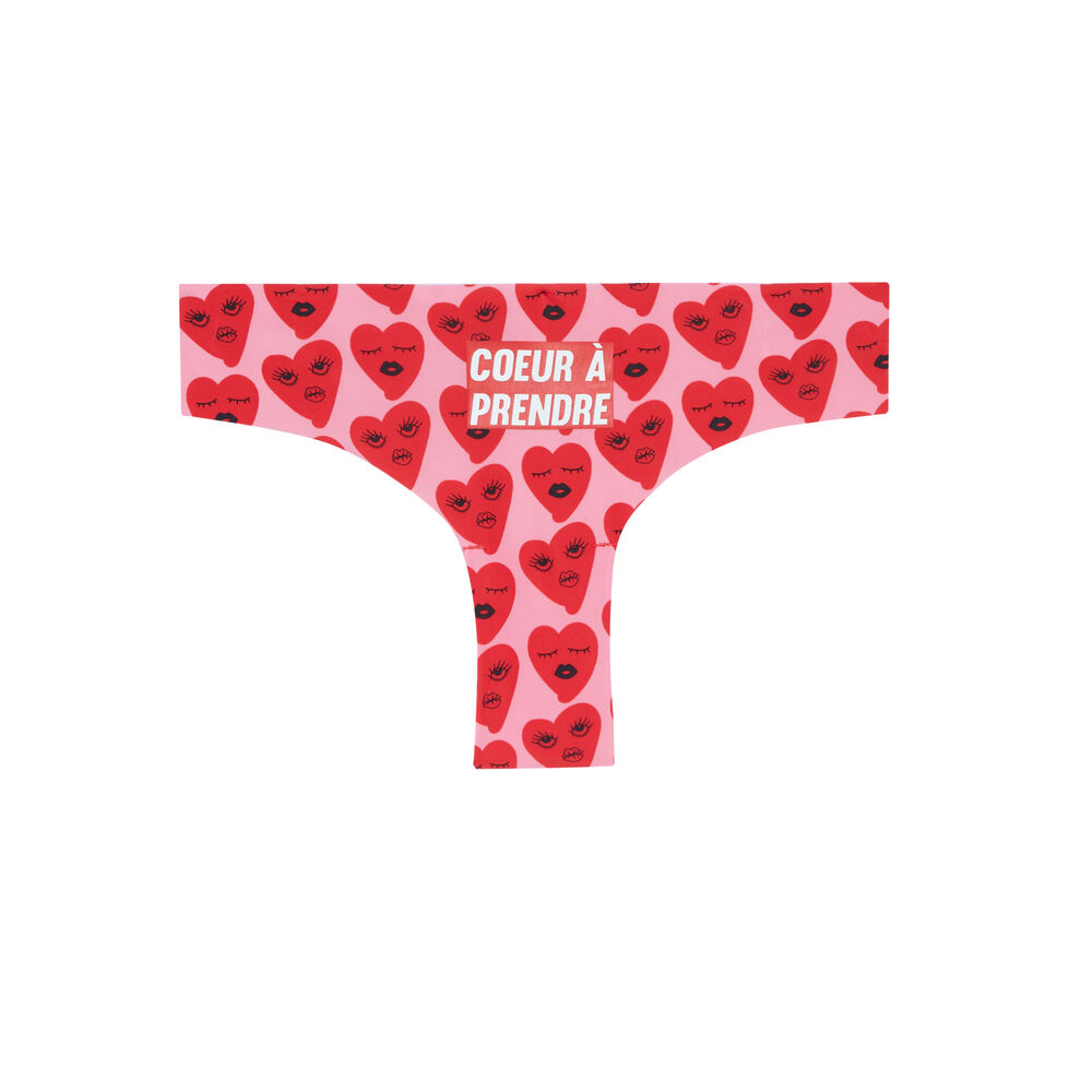 Braguita culotte de microfibra y encaje con estampado de corazones - rosa rosa.